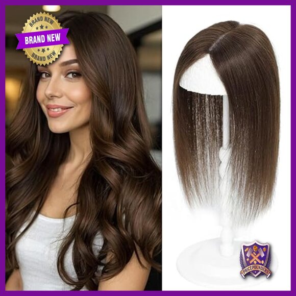 12 Inch Human Hair Topper Swiss Base 4x4.8 Large Cover Thinning Hair